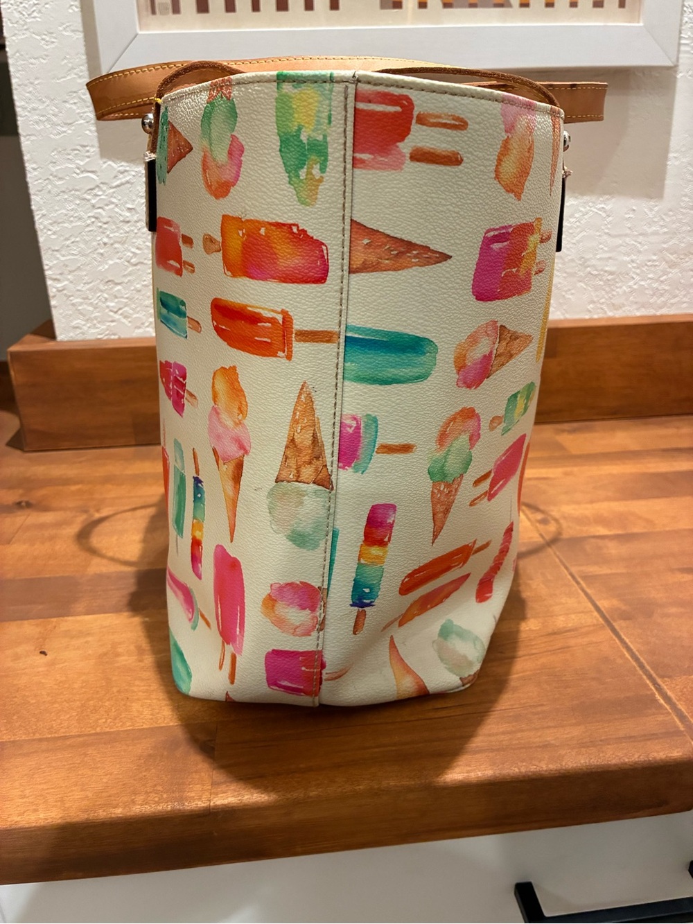 kate spade Multicolor Ice Cream & Popsicle Print Tote with Tan Handles - Picture 3 of 8